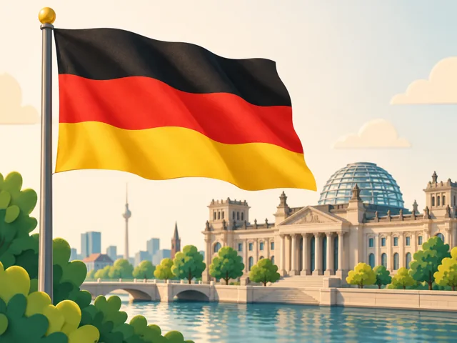 Deutsche Flagge mit schwarzen, roten und goldenen Streifen