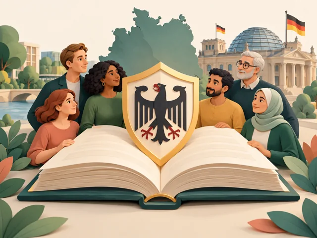 Offenes Verfassungsbuch als Symbol des Grundgesetzes