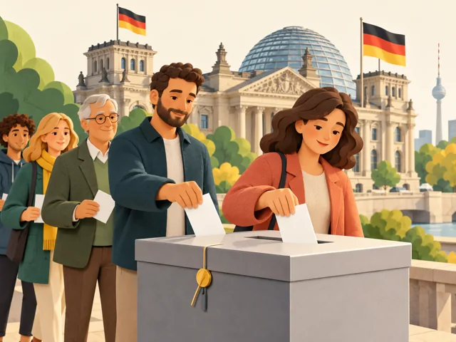 Bürgerinnen und Bürger geben ihre Stimmen bei einer Wahl ab
