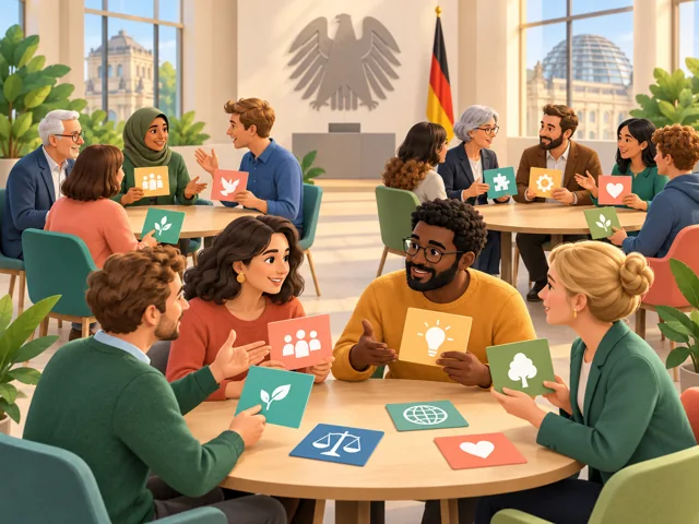 Verschiedene Gruppen tauschen politische Ideen aus