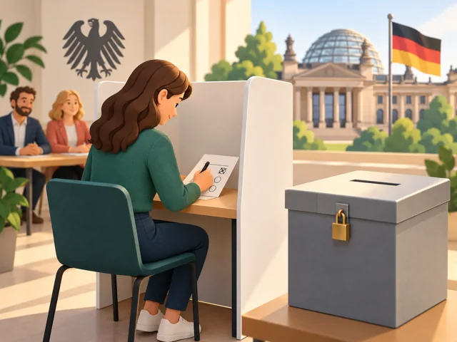 Geheime Stimmabgabe hinter einer Wahlkabine